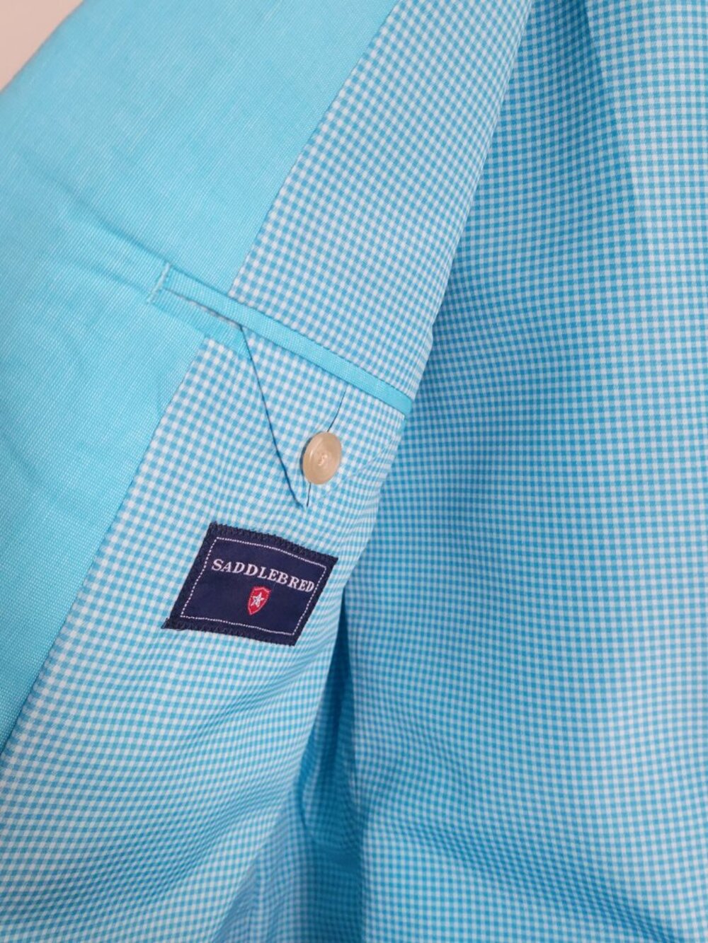 Saddlebred Men’s Solid Blue Robins Egg Cotton Blazer Jacket - Size 44 L - Picture 5 of 16